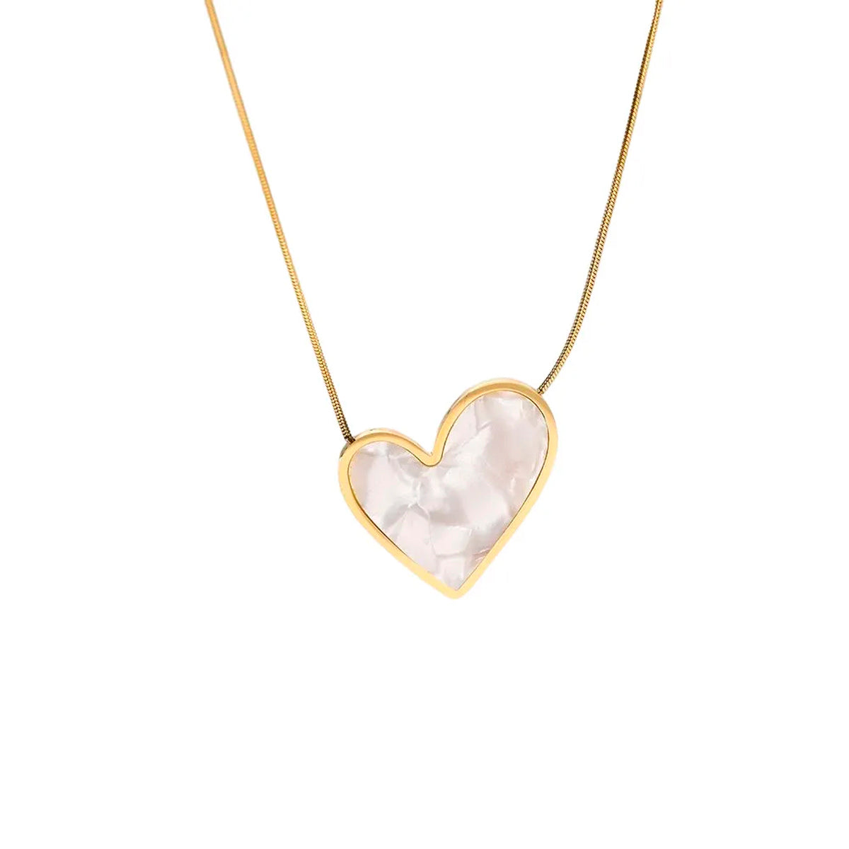 Collar Aleación de Titanio Corazón Estilo Mármol