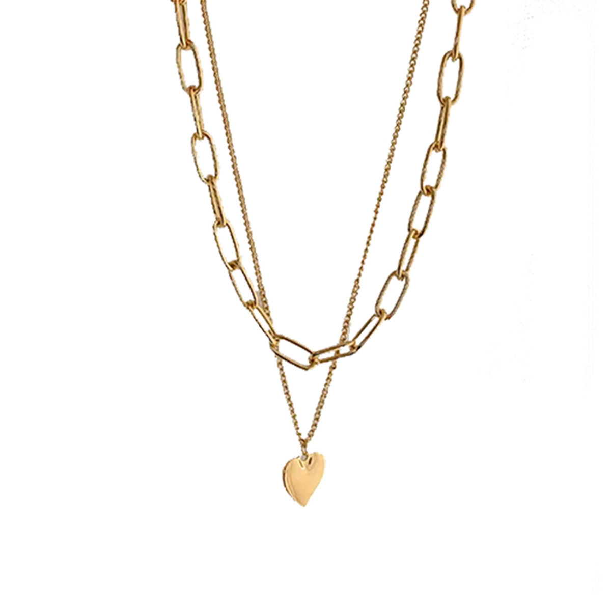 Collar doble Aleación Corazón Eslabón Grande