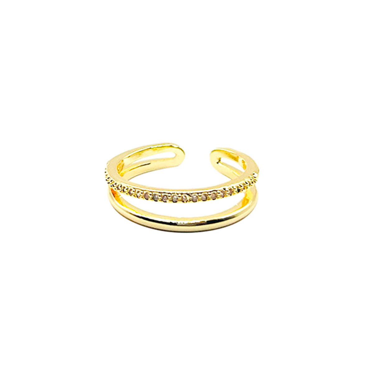 Anillo Ajustable Chapa de Oro 18K Doble línea