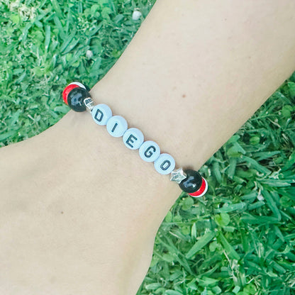 Pulsera Elástica Cuentas Diego Estrellas Platas