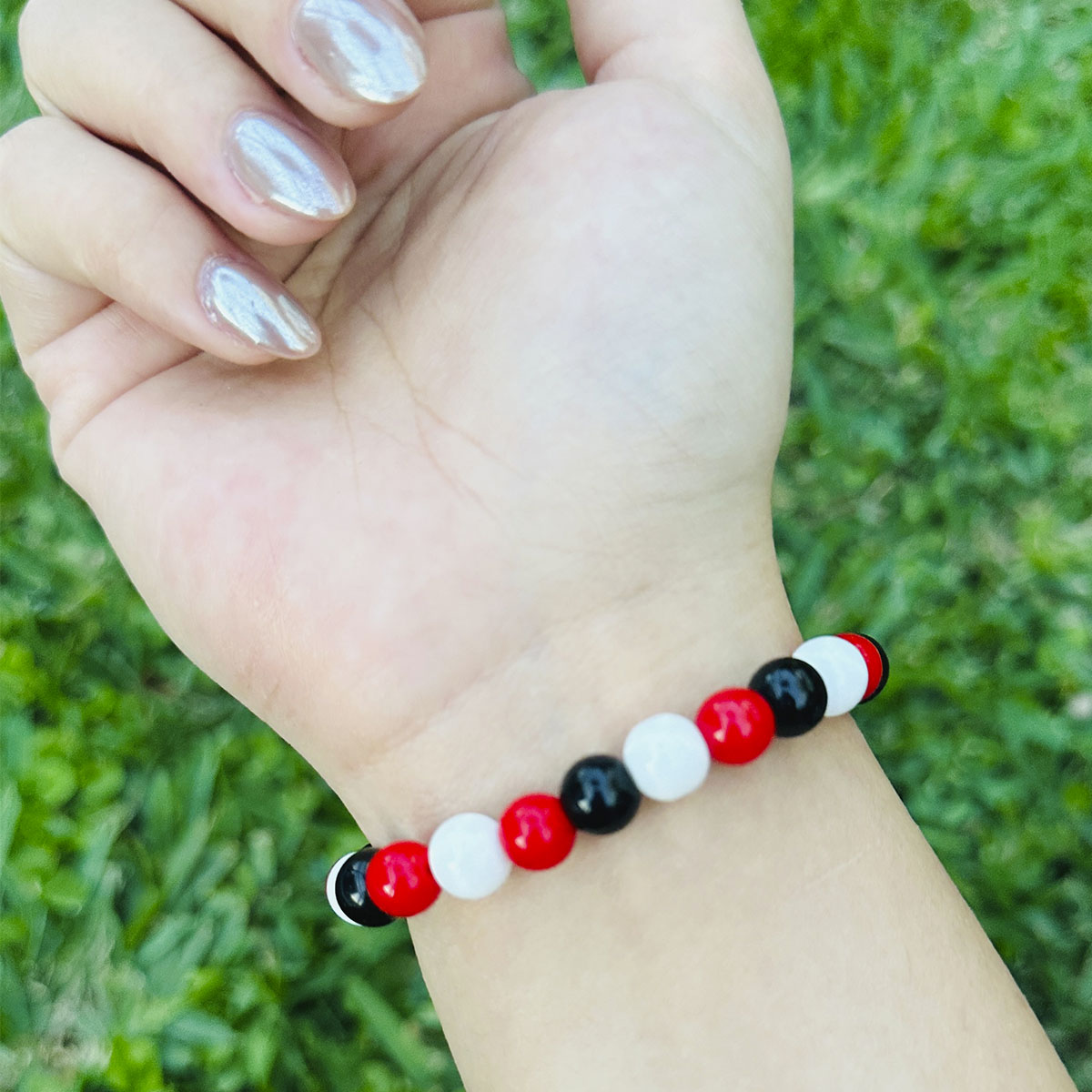 Pulsera Elástica Cuentas Diego Estrellas Platas