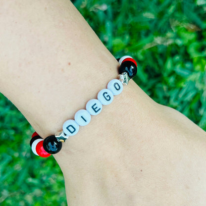 Pulsera Elástica Cuentas Diego Estrellas Platas