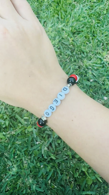 Pulsera Elástica Cuentas Diego Estrellas Platas